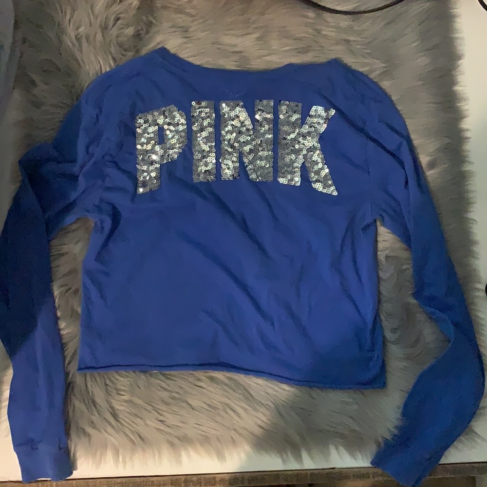 VS Pink cropped sequin long sleeve
